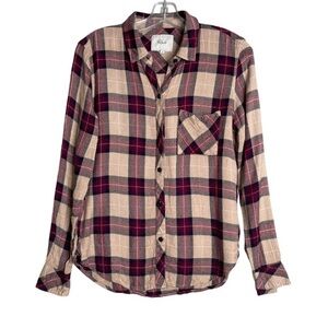 Rails Plaid Button Down Shirt Sand Navy Port Red